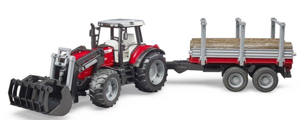 BRU2046 - MASSEY FERGUSON 7480 mit Holzlader und Anhänger - 1