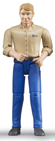 BRU60006 - Blonder Mann mit beigem Hemd und blauer Hose - 1
