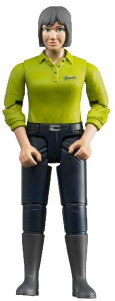 BRU60405 - Dunkelhaarige Frau mit grünem Hemd und dunkelblauer Hose Maßstab: 1/16 - 1