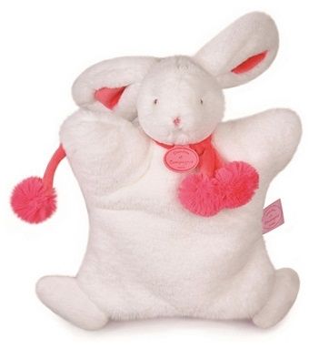 DC2742BR - Pompom Hasenpuppe Weiß und Rot 25 cm - 1