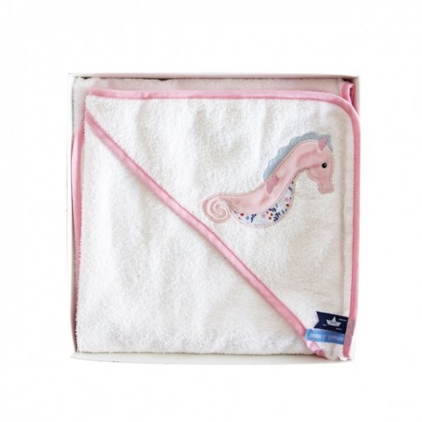 DC3663 - BATH CAPE - Rosa Seepferdchen - 1