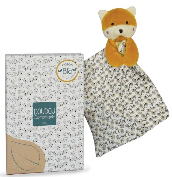 DC3841-03 - LE RENARD BIO - Blaue Babydecke mit Blumenmuster - 1