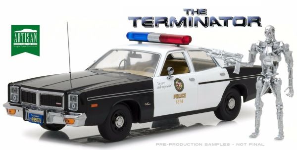 GREEN19042 - DODGE Monaco Metropolitan Police 1977 The Terminator mit Terminator T800 Figur enthalten - 1