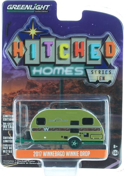 GREEN34100-CVERT - WINNEBAGO Winnie Drop 2017 Wohnwagen 1 Achse grün und weiß grüne Felgen Hitchhead-Serie Grüne Metallversion in Blisterverpackung - 1