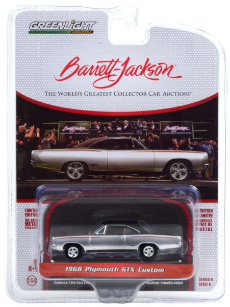 GREEN37220-A - PLYMOUTH GTX Custom 1968 grau und schwarz Barrett Jackson im Blister verkauft - 1
