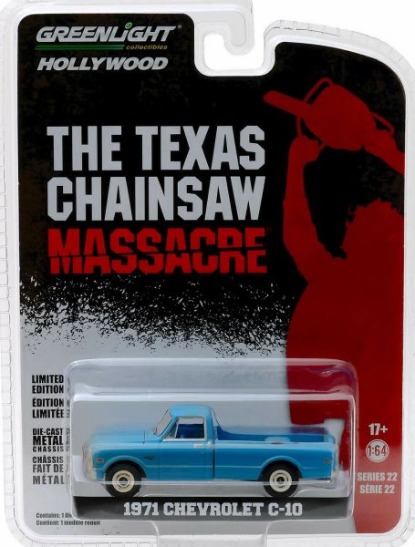 GREEN44820-B - CHEVROLET C-10 Pick-up 1971 blau aus dem Film The Texas Chainsaw Massacre wird in Blisterverpackung verkauft - 1