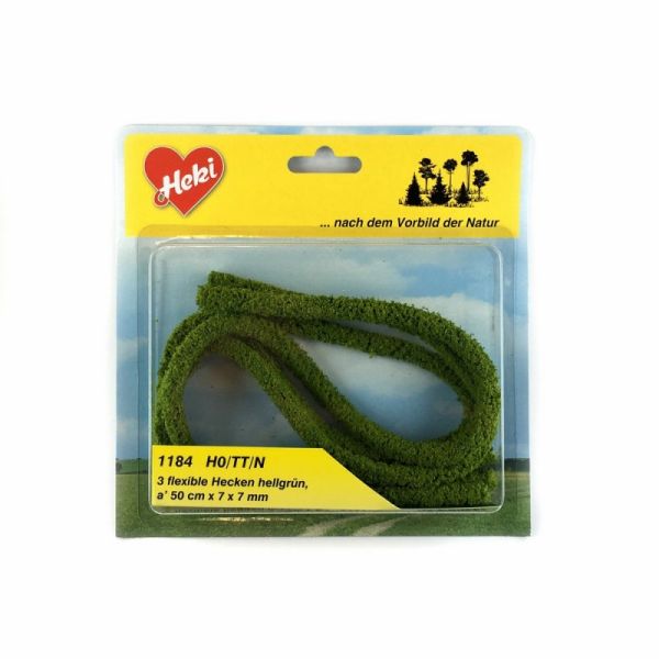 HEK1184 - 3 flexible Hecken hellgrün – 7 x 7 mm – 50 cm lang. - 1