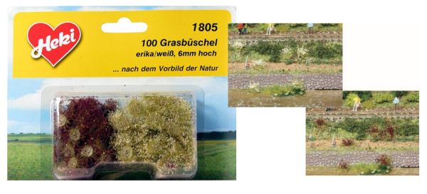 HEK1805 - Set mit 10 weiß und lila blühenden Grasbüscheln 6 mm - 1