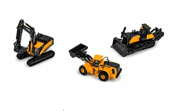 HYU18-1009 - 3er-Set Baumaschinen: HYUNDAI HX520AL Bagger, HYUNDAI HL980A Radlader und Bulldozer - 1