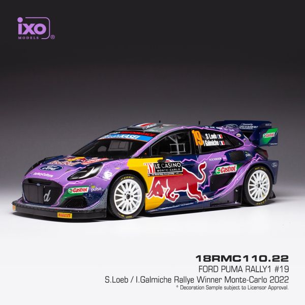 IXO18RMC110.22 - FORD PUMA RALLY 1 #19 LOEB/GALMICHE WRC2 RALLYE MONTE CARLO 2022 violett - 1