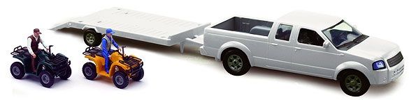 NEW37135B - Weißer Pick-up mit Anhänger und 2 Quads und Figuren - 1