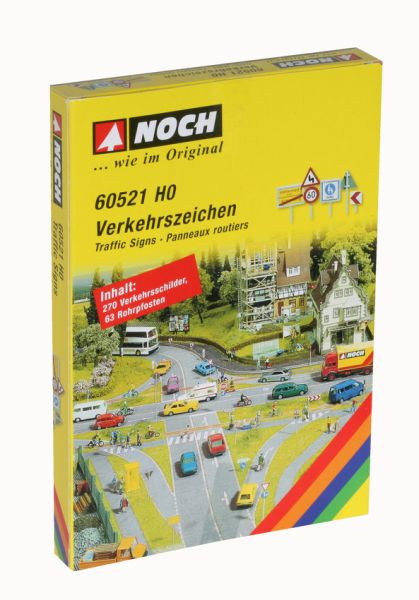 NOC60521 - 270 Verkehrszeichen mit 63 Pfosten HO Maßstab 1/87 - 1