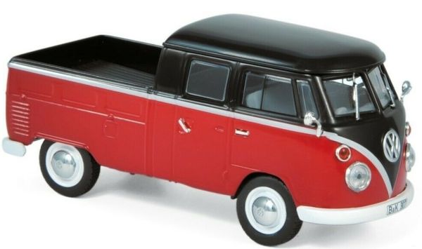 NOREV840218 - VOLKSWAGEN T1 Doppelkabinen Pick-up 1961 rot und schwarz - 1