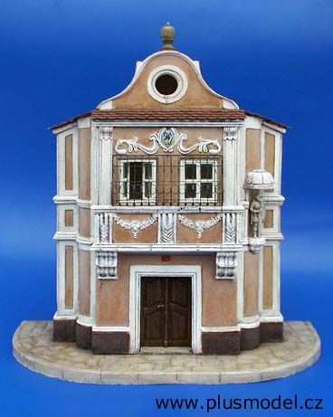 PLS017 - Miniatur-Hausfassade aus Gips zum Zusammenbauen und Bemalen Maße 22 x 5 cm Zubehör im Lieferumfang enthalten - 1