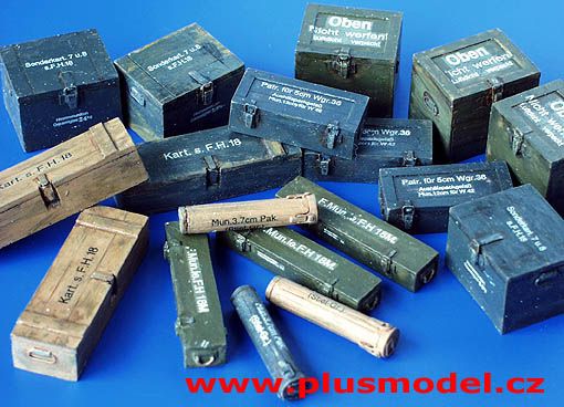PLS027 - 18 deutsche Miniatur-Militärkisten für bemalbare Diorama-Aufkleber werden mitgeliefert - 1