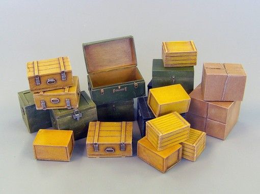 PLS452 - 19 kleine Miniatur-Transportkisten zum Zusammenbauen und Bemalen - 1