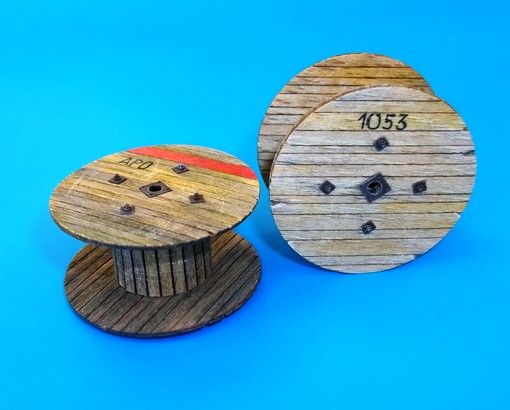 PLS455 - Rollen für Leerkabel Durchmesser 5 cm Miniatur im Bausatz zum Zusammenbauen und Bemalen für Diorama - 1