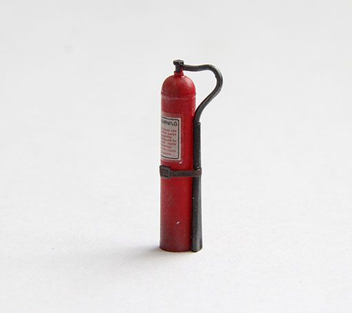 PLSEL004 - 3 Miniatur-Feuerlöscher von 3 cm zum Bemalen für Dioramen mit mitgelieferten Abziehbildern - 1