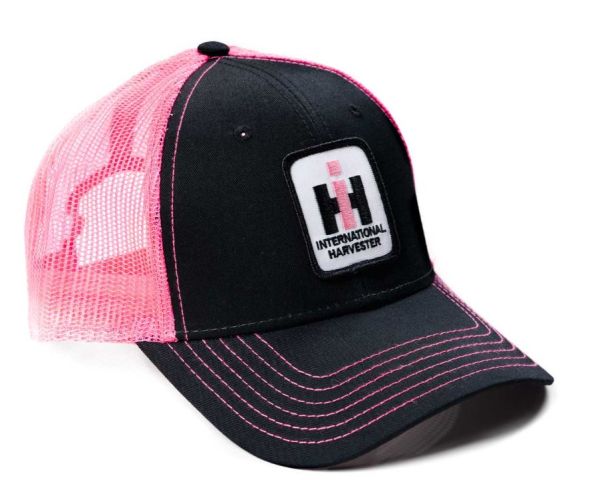 PIH39 - Gorra negra con el logo de IH en la parte trasera en malla rosa. - 1