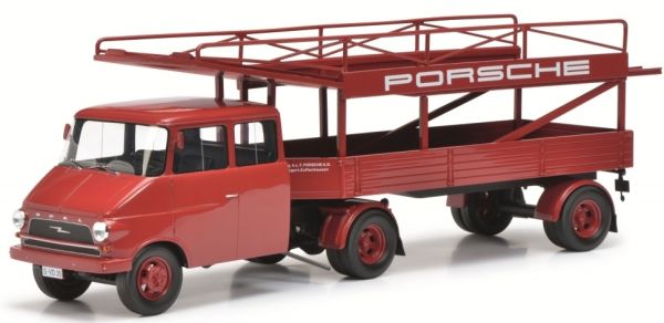 SCH084 - OPEL Blitz Racing 4x2 Autotransporter Anhänger PORSCHE - 1