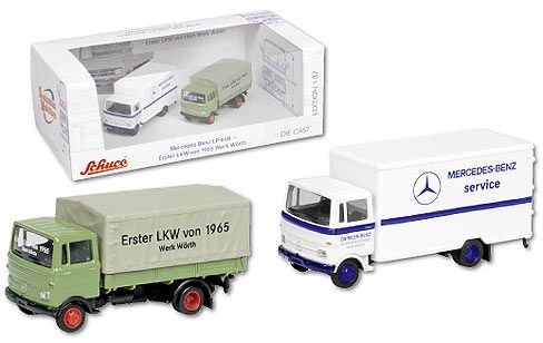 SCH22541 - 2 MERCEDES 4X2 LKW 1 Erster LKW Plane und ein starrer Mercedes Benz Serviceaufbau - 1