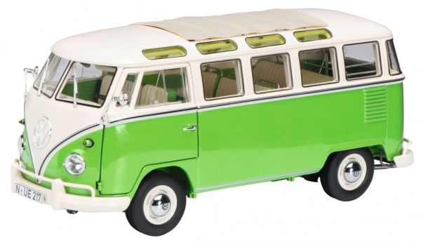 SCH286 - VW T1b Samba; Grün und Beige - 1
