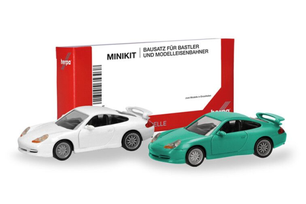 HER014083 - PORSCHE 911 GT3 996 weiß und grün – 2 Teile zum Zusammenbauen - 1