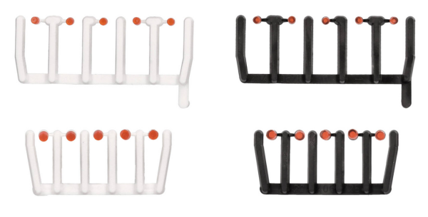 HER054843 - 80 transparente orangefarbene Leuchtdioden mit schwarzen und weißen Sockeln - 1