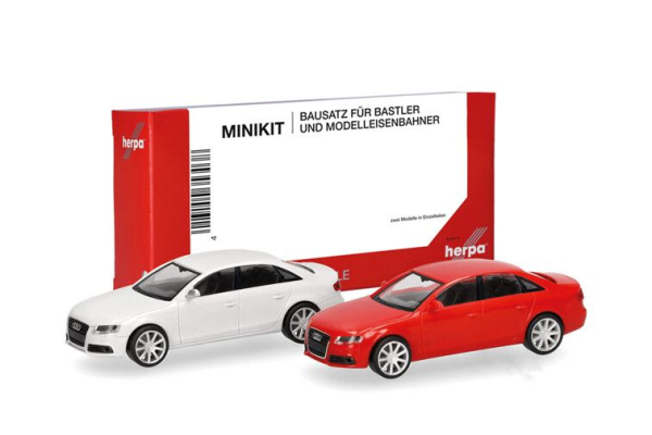 HER014144 - AUDI A4 Limousine in Weiß und Rot – 2-teiliges Bauset - 1