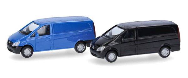 HER014229 - MERCEDES BENZ Vito W639 Facelift 2010 blau und schwarz – 2 Teile zum Zusammenbauen - 1