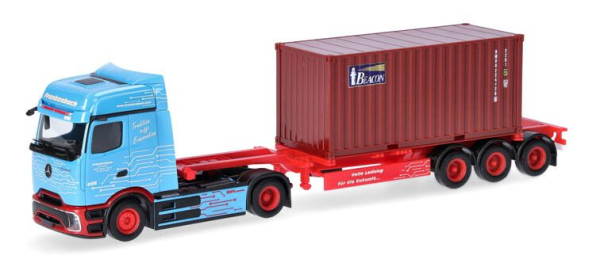HER320658 - MERCEDES BENZ eActris 4x2 mit 20-Fuß-Container-Aufbau, 3-Achs-Anhänger FRANKENBACH - 1