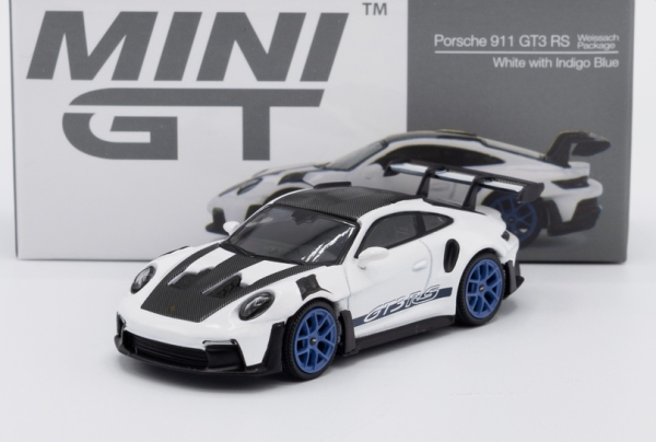 MGT00853-L - PORSCHE 911 992 GT3 RS Weissach-Paket in Weiß mit indigoblauen Felgen - 1