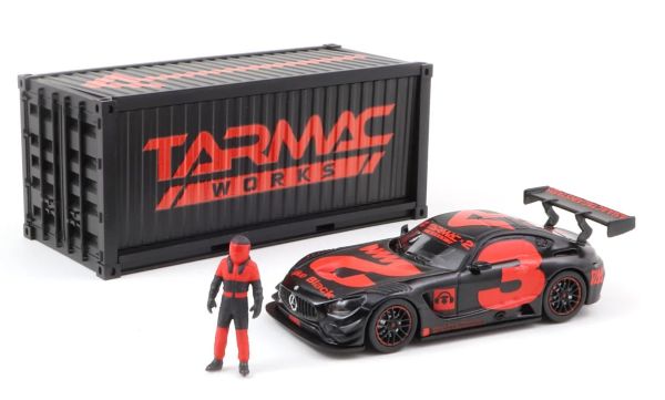 T64-008-4A3R - MERCEDES AMG GT3 #3 2018 mit Container und roter und schwarzer Figur - 1