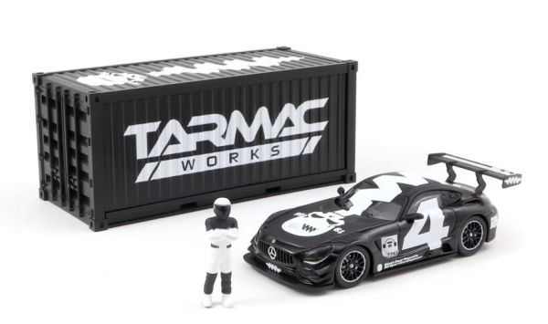 T64-008-4A4W - MERCEDES AMG GT3 #4 2018 mit Container und Schwarzweißfigur - 1