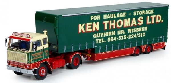 TEK71084 - VOLVO F88 4x2 und Ken Thomas LTD 2-Achs-Planentieflader - 1
