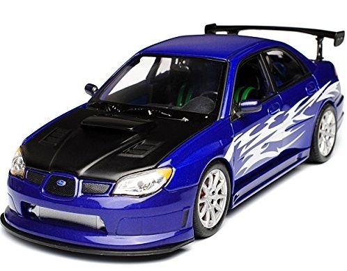 WEL22487WA - SUBARU Impreza Sti R 2010 blaue Tuning-Version schwarze Motorhaube mit weißen Flammen - 1