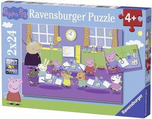 RAV090990 - Puzzle 2x24 Teile PEPPA in der Schule