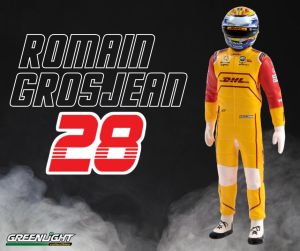 GREEN11308 - INDYCAR Figurine jaune "DHL" #28 Romain Grosjean Andretti Autosport NTT INDYCAR 2023