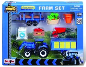 MST12564-B - Set NEW HOLLAND T7.185 HD mit Frontlader, Anhänger, Forstanhänger und Zubehör