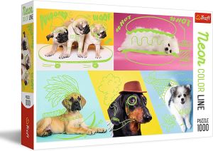 TRF10578 - Puzzle 1000 Teile Hunde mit grüner Neonfarbe