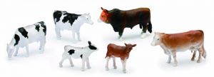 NEW05593E - Set aus 3 stehenden Kühen 2 Kälbern und 1 Stier