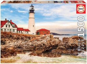 EDU17978 - Puzzle 1500 Teile Leuchtturm und Felsen