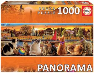 EDU18001 - 1000 Teile Panoramapuzzle Katzen am Kai