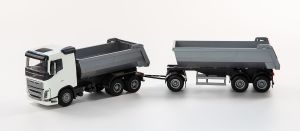 EMEK20352 - VOLVO FH 6x4, weißer Kipper mit 1+2-achsigem Kipper