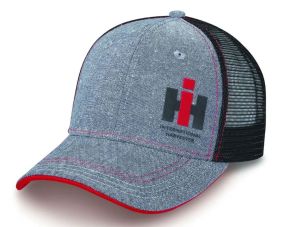 220040 - INTERNATIONAL Cap grau und rot mit schwarzer Mesh-Rückseite.
