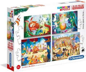 CLE21406 - 4 Puzzles 20-60-100-180 Teile - In mittelalterlichen Zeiten