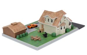 JAD33668 - Diorama Haus von DOM mit DODGE CHARGER und TOYOTA SUPRA FAST AND FURIOUS.