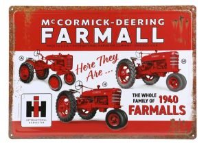 42051 - Letrero metálico de la familia FARMALL, 1940 - 43 x 30 cm