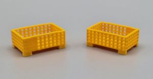 MSM5471/04 - 2 gelbe, halbhohe Drahtgitter-Palettenboxen – L 24 x B 16 x H 10,3 mm
