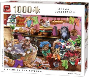 KING55847 - 1000 Teile Puzzle Kätzchen in der Küche